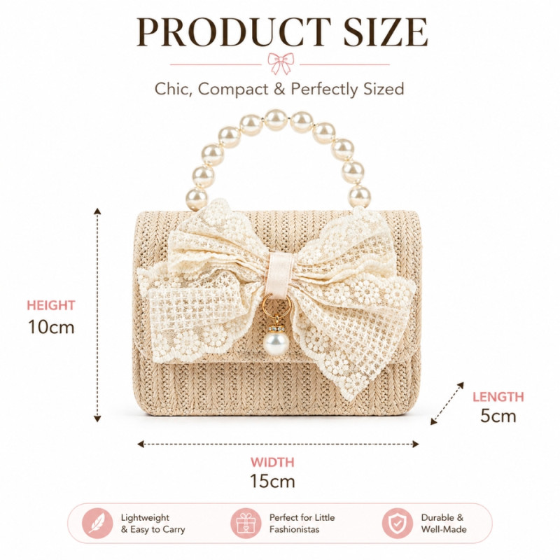 Kids' Elegant Mini Handbag – Classic Ivory (15cm)