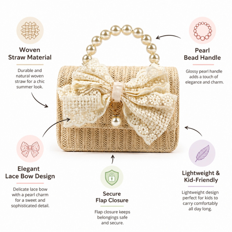 Kids' Elegant Mini Handbag – Classic Ivory (15cm)