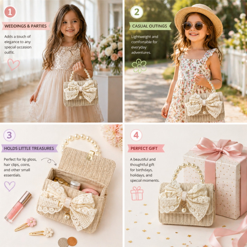 Kids' Elegant Mini Handbag – Classic Ivory (15cm)