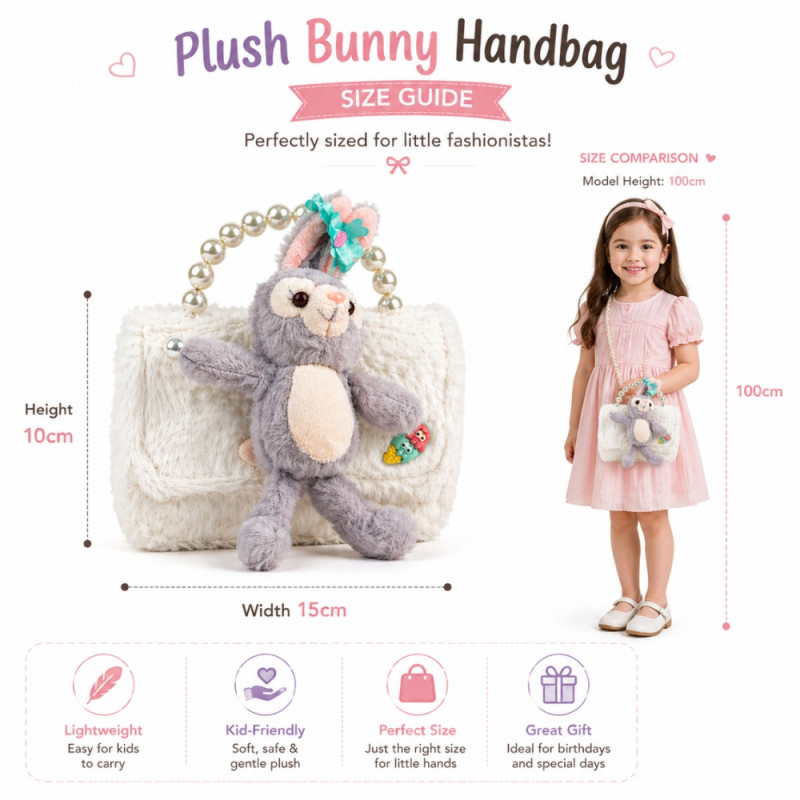 Kids' Soft Touch Mini Handbag – Elegant Off-White (15cm)