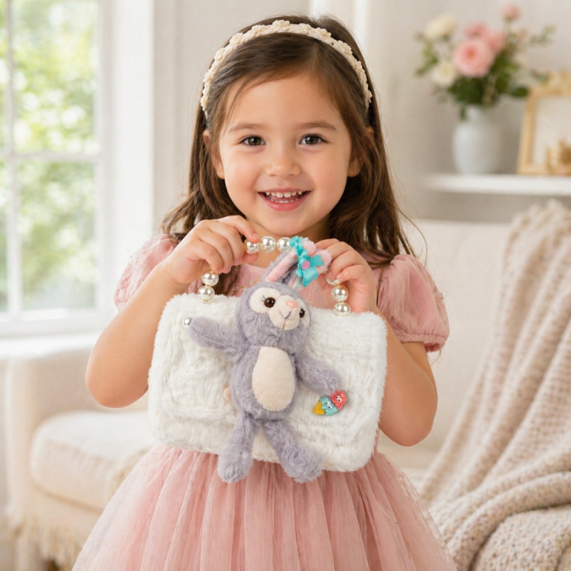 Kids' Soft Touch Mini Handbag – Elegant Off-White (15cm)