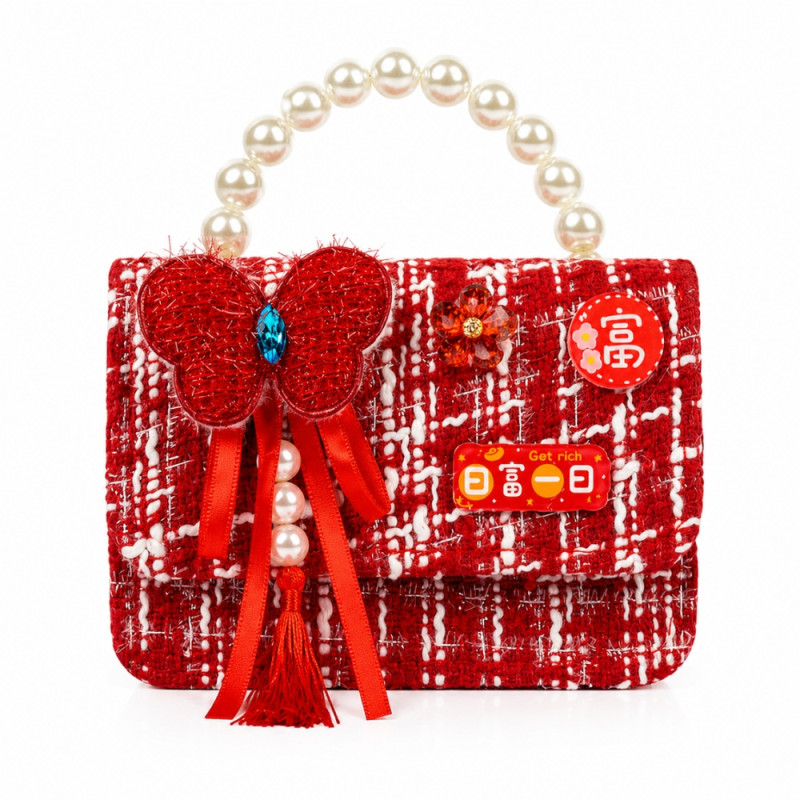 Kids' Charming Mini Handbag – Radiant Ruby Red (15cm)