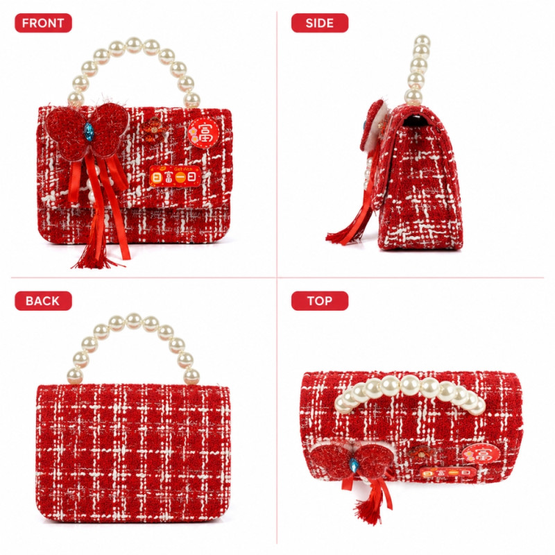 Kids' Charming Mini Handbag – Radiant Ruby Red (15cm)