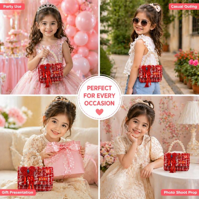 Kids' Charming Mini Handbag – Radiant Ruby Red (15cm)