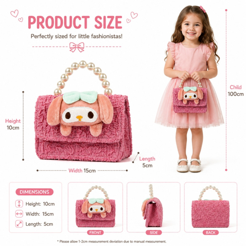 Kids' Charming Mini Handbag – Sweet Blossom Pink (15cm)