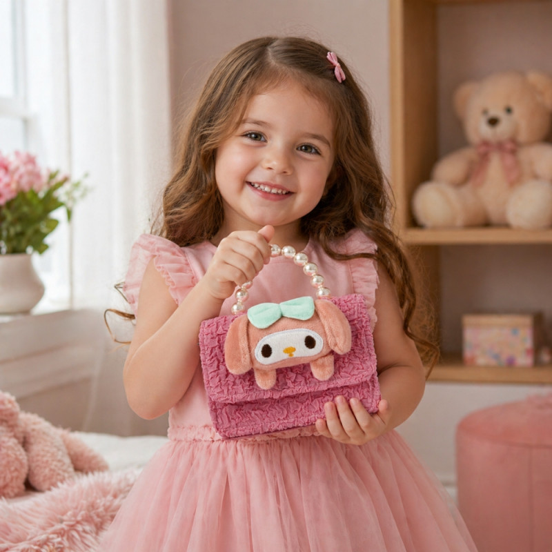 Kids' Charming Mini Handbag – Sweet Blossom Pink (15cm)