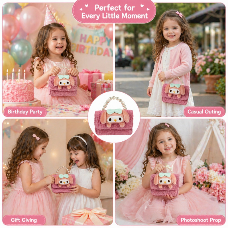 Kids' Charming Mini Handbag – Sweet Blossom Pink (15cm)