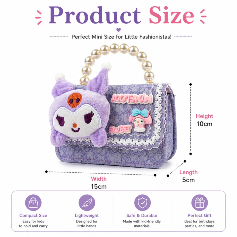 Kids' Charming Mini Handbag – Elegant Periwinkle (15cm)