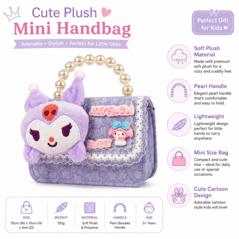 Kids' Charming Mini Handbag – Elegant Periwinkle (15cm)