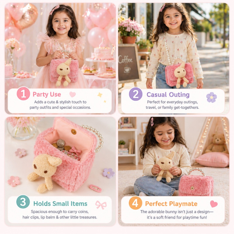 Kids' Charming Mini Handbag – Sweet Pastel Pink (15cm)