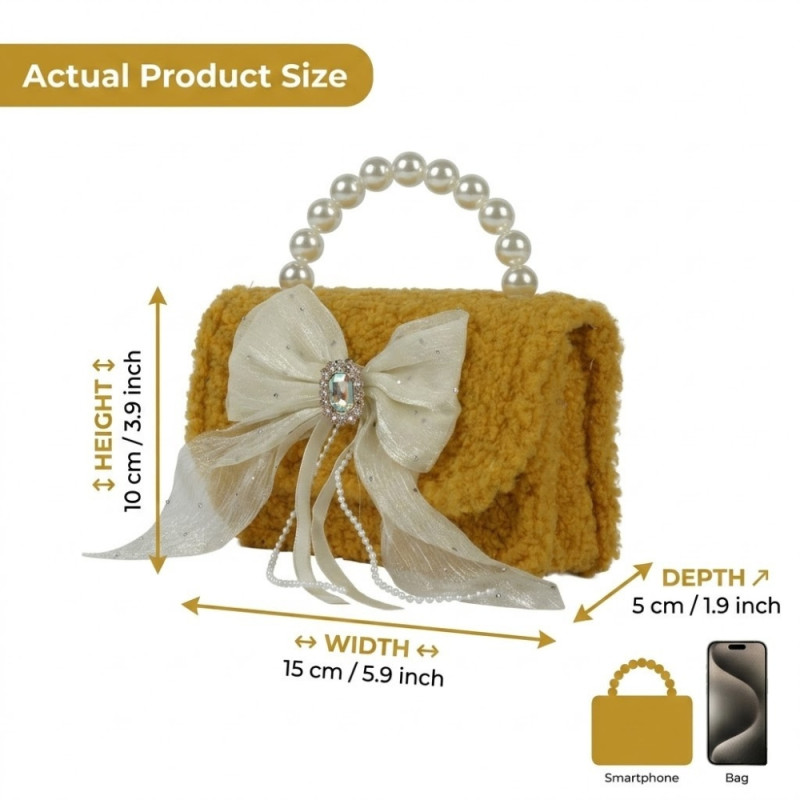 Kids' Trendy Mini Handbag – Mustard Yellow (15cm)