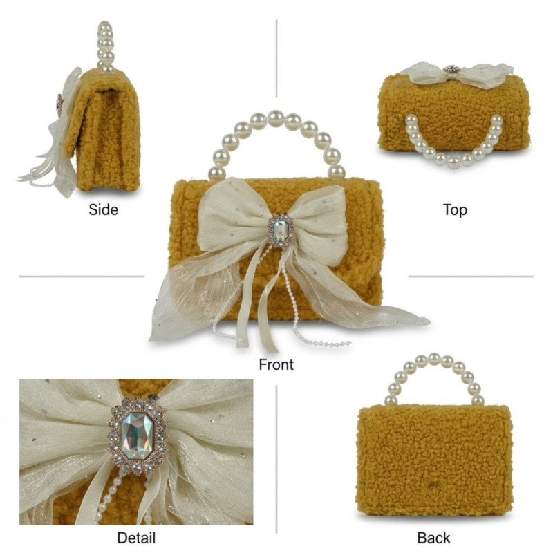 Kids' Trendy Mini Handbag – Mustard Yellow (15cm)