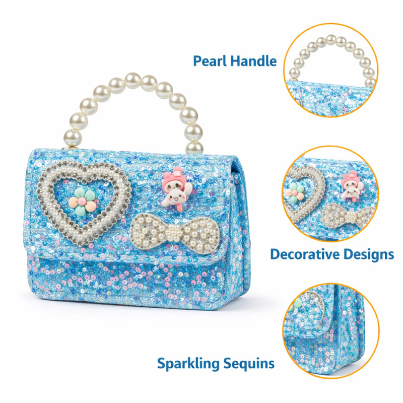 Sweetheart Pearl Crossbody Purse – Enchanted Turquoise (15cm