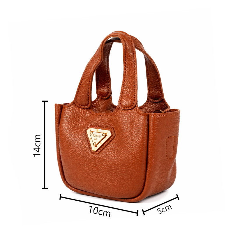 Kids' "Mini Muse" Executive Handbag – Classic Brown with Gold-Tone Hardware (14cm)
