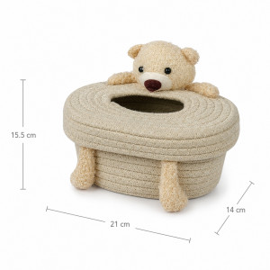Thread Count Tissue Box Holder Designed for Modern Living &amp; Home Comfort – Beige (H-15.5, W-21, L-14 CM)