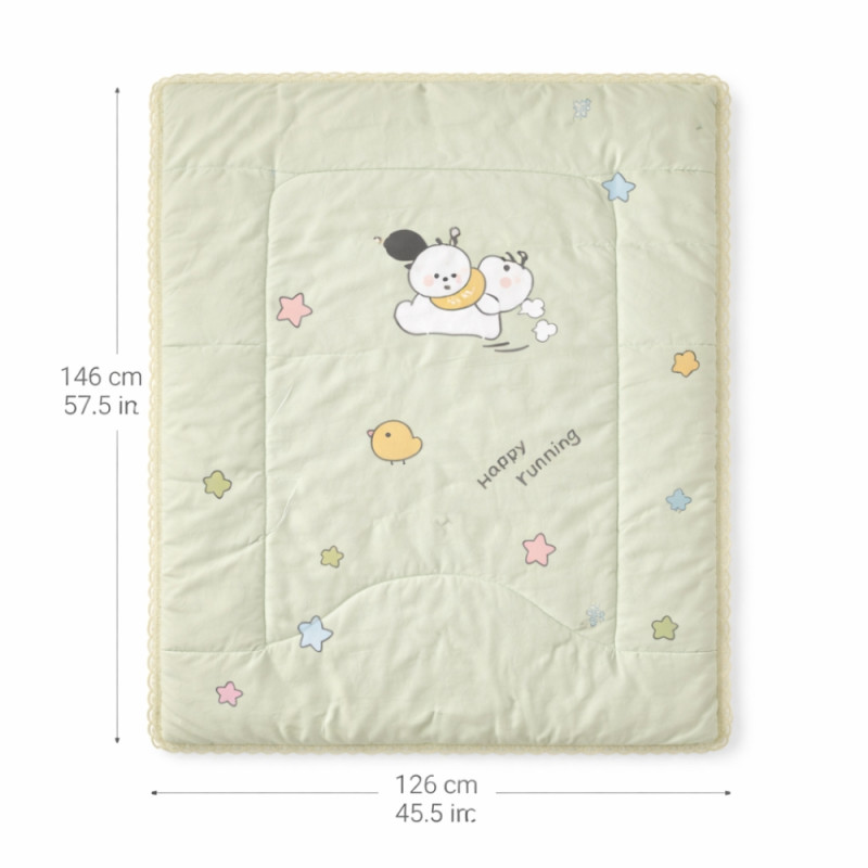 Kids Cartoon Dream Padded Cotton Swaddle Blanket – Vibrant Lime Edition (146 x 116cm)