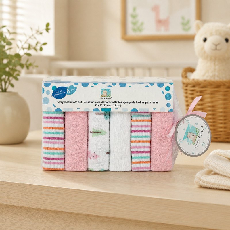 Perfect Bliss Baby Washcloth Set Designed for Modern Living &amp; Home Comfort – Pink (H-23, W-23 CM)