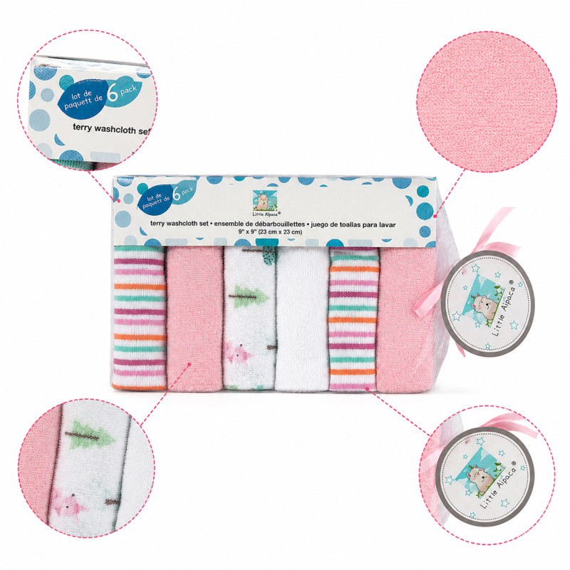 Perfect Bliss Baby Washcloth Set Designed for Modern Living &amp; Home Comfort – Pink (H-23, W-23 CM)