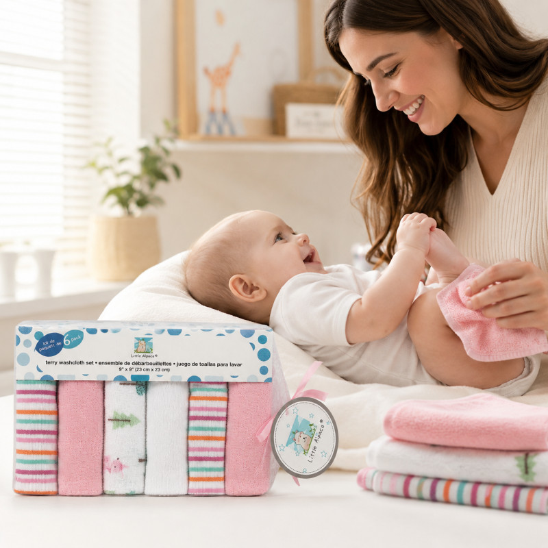 Perfect Bliss Baby Washcloth Set Designed for Modern Living &amp; Home Comfort – Pink (H-23, W-23 CM)