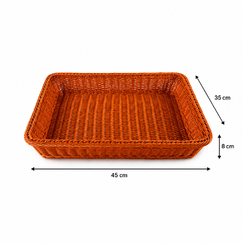 Professional Poly wicker storage basket with a handcrafted rectangular de... – wooden (45x35x8 Cm)