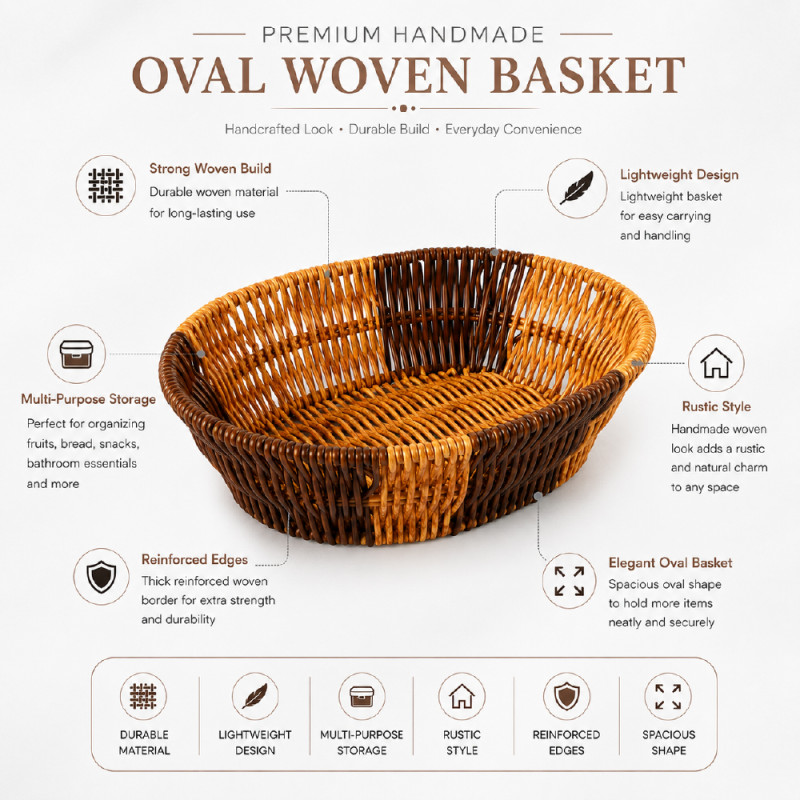 Premium Handmade Oval Woven Basket 