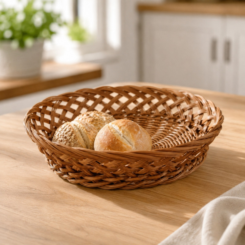Refined Grade Wicker Basket Designed for Elegant Dining &amp; Entertaining – Gray (W-26cm)