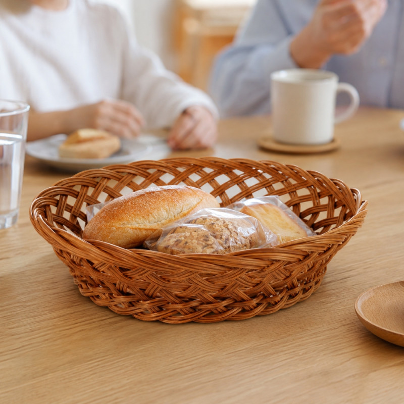 Refined Grade Wicker Basket Designed for Elegant Dining &amp; Entertaining – Gray (W-26cm)