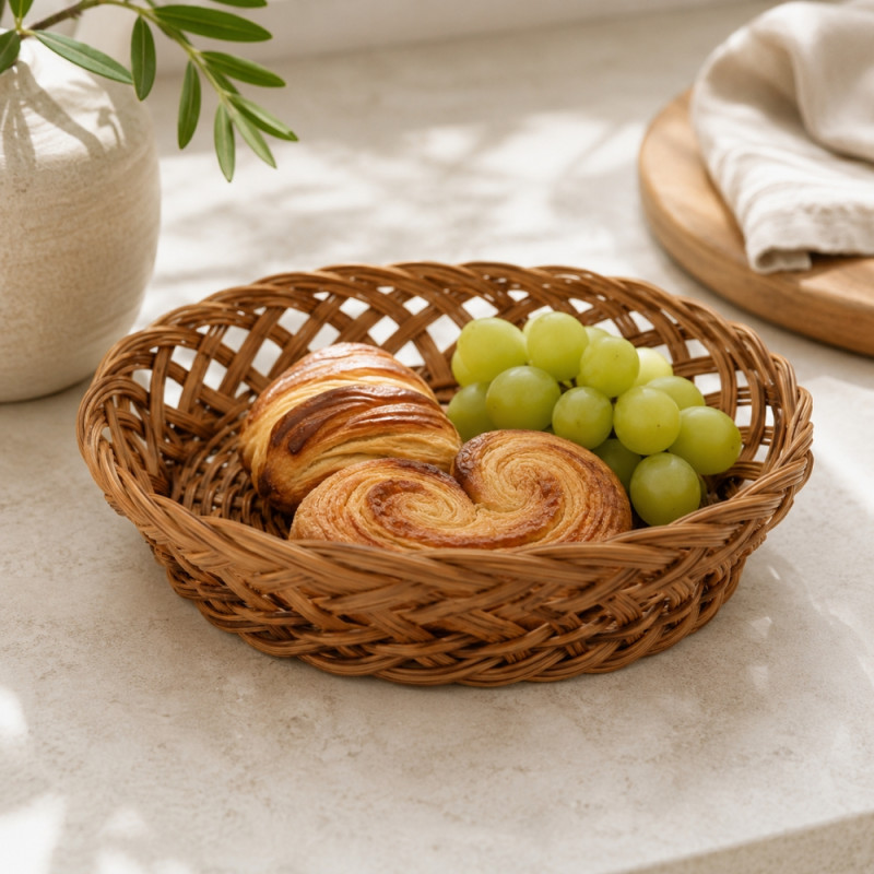 Refined Grade Wicker Basket Designed for Elegant Dining &amp; Entertaining – Gray (W-26cm)