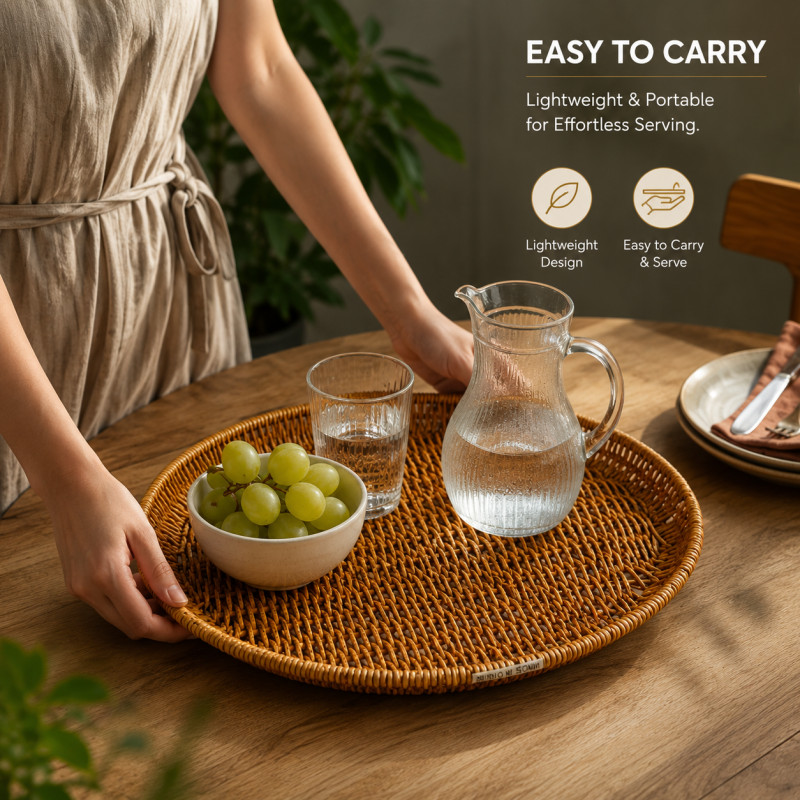 Lustrous Tier Round Serving Tray Designed for Elegant Dining & Entertaining – Brown (DIA-35, T-2.5 CM)