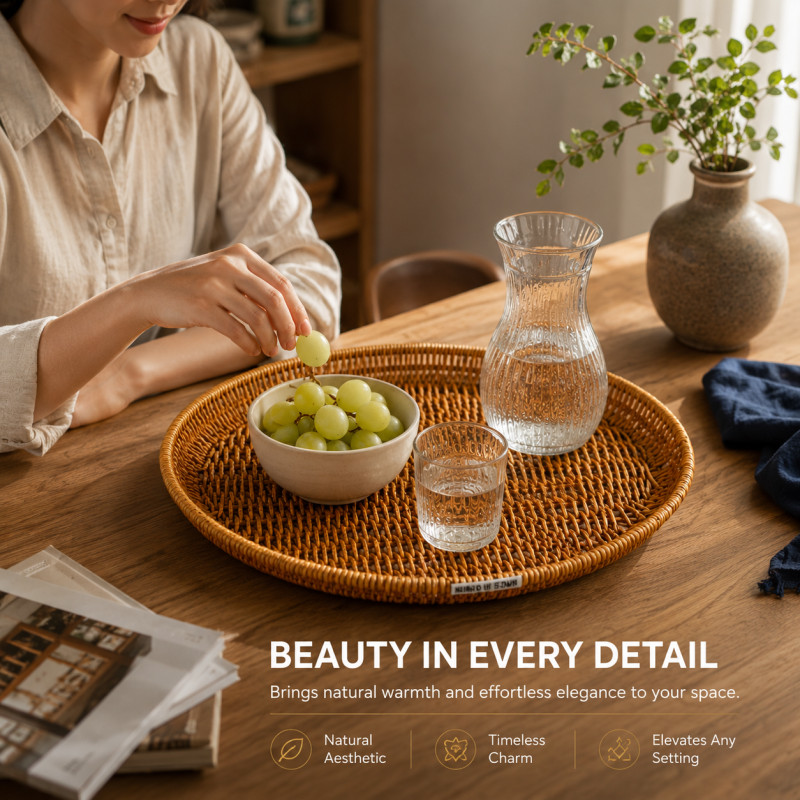 Lustrous Tier Round Serving Tray Designed for Elegant Dining & Entertaining – Brown (DIA-35, T-2.5 CM)
