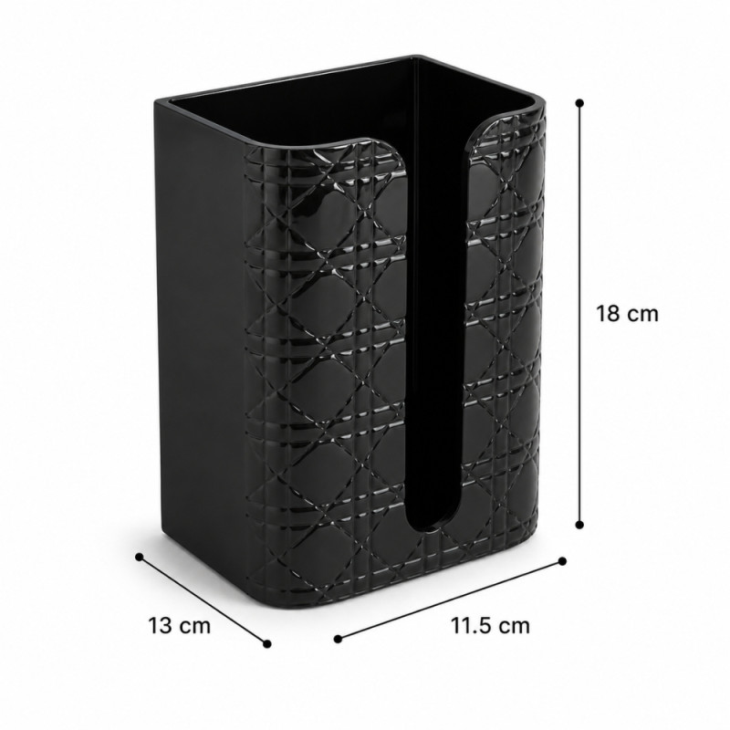 Ideal Joy Facial Tissue Holder Designed for Modern Living &amp; Home Comfort – Black (H-18cm W-11.5cm W-13cm)