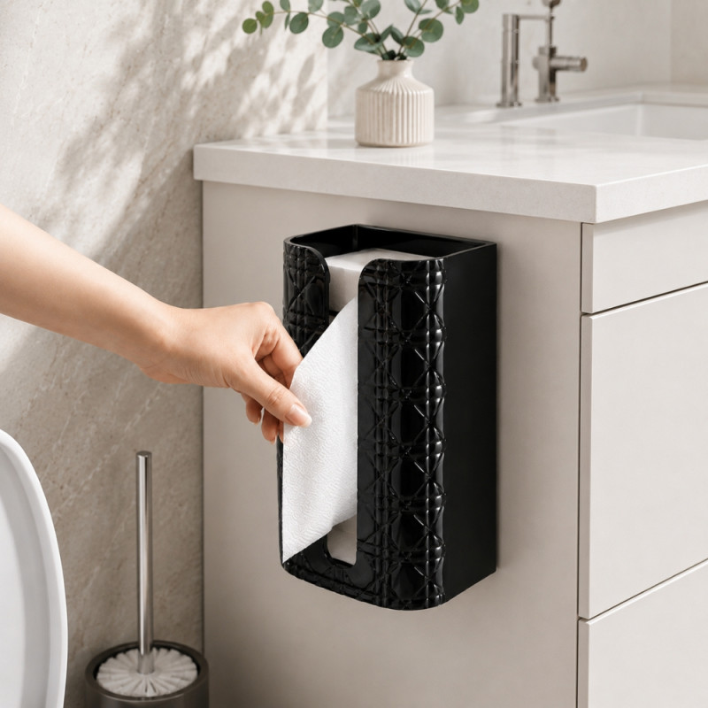 Ideal Joy Facial Tissue Holder Designed for Modern Living &amp; Home Comfort – Black (H-18cm W-11.5cm W-13cm)