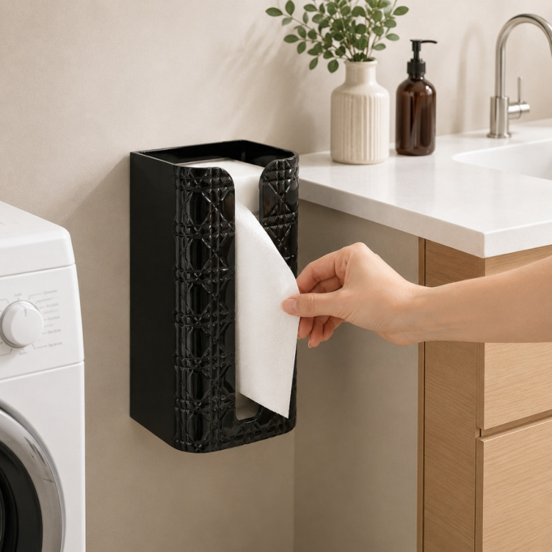 Ideal Joy Facial Tissue Holder Designed for Modern Living &amp; Home Comfort – Black (H-18cm W-11.5cm W-13cm)