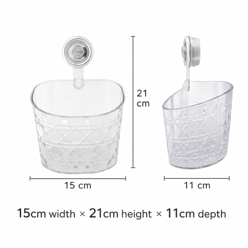 Luxury Diamond-Pattern Wall-Mounted Bathroom Organizer – Clear & White (21cm)