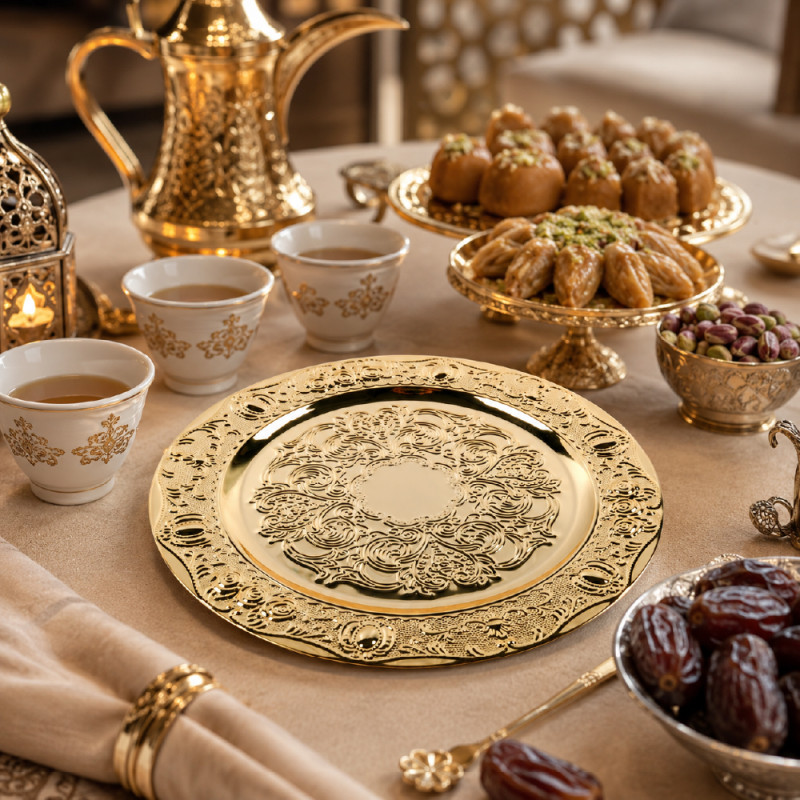 Premium Dinnerware Plate Set – Gold Elegant Design (30cm)