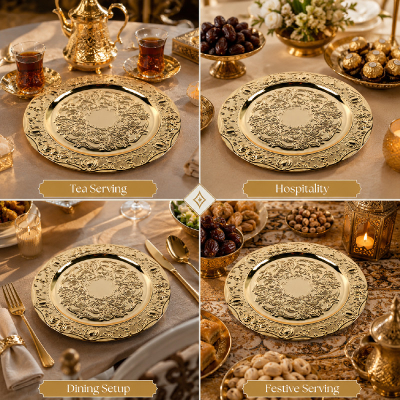 Premium Dinnerware Plate Set – Gold Elegant Design (30cm)