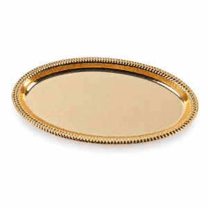 Stainless Steel Round Serving Tray – Mirror Polish Gold (17cm x 28cm)