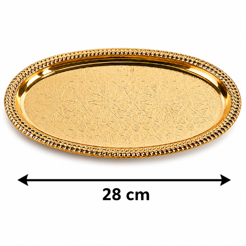 Stainless Steel Round Serving Tray – Mirror Polish Gold (17cm x 28cm)
