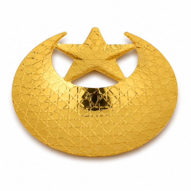 Professional Metal tray designed as a moon and star for serving snacks – Gold (25 x 25cm)
