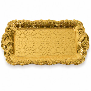 Stainless Steel Round Serving Tray – Mirror Polish Gold (31 cm × 16.5 cm)