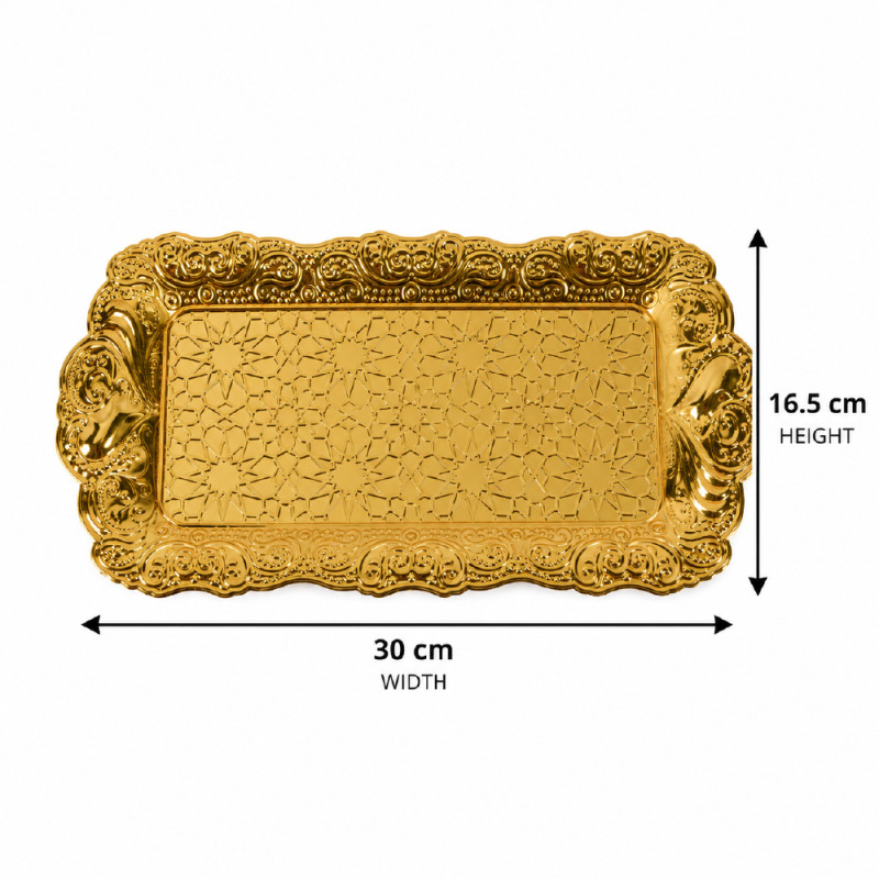Stainless Steel Round Serving Tray – Mirror Polish Gold (31 cm × 16.5 cm)