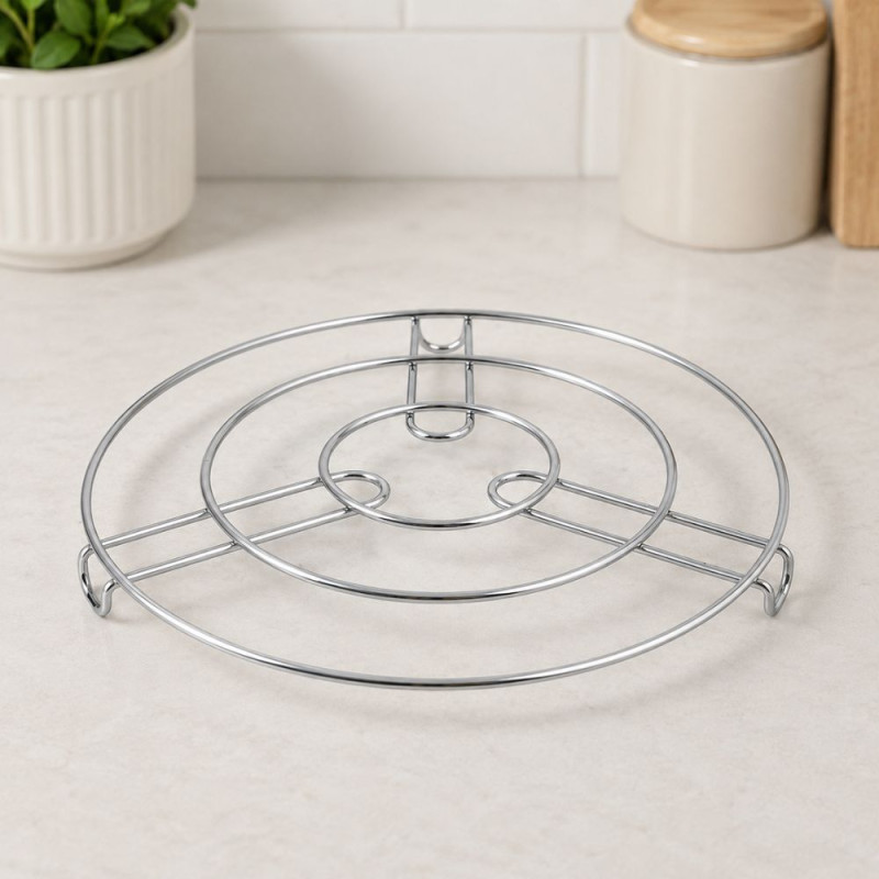 Steel Hot Pan Pot Stand – Silver (28x2.5cm)