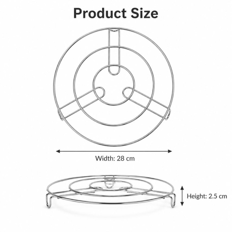 Steel Hot Pan Pot Stand – Silver (28x2.5cm)