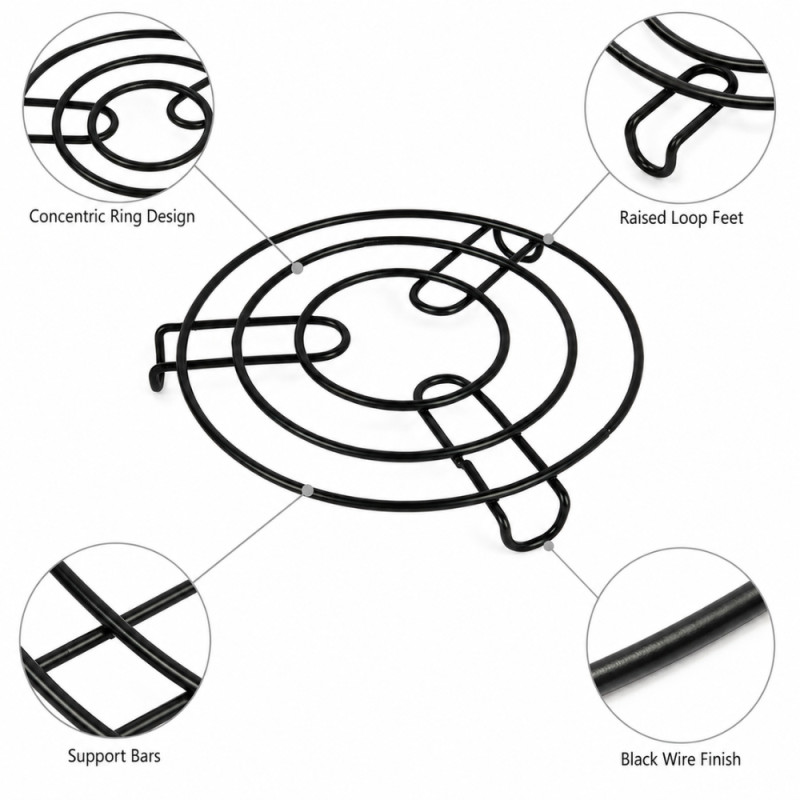 Elegant Guard Frying Pan Stand Designed for Everyday Cooking &amp; Kitchen Excellence – Black (W-20cm)