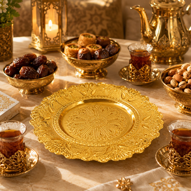 Premium Dinnerware Plate Set – Gold Elegant Design (10cm)