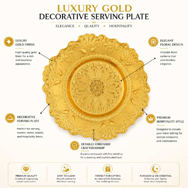 Premium Dinnerware Plate Set – Gold Elegant Design (10cm)