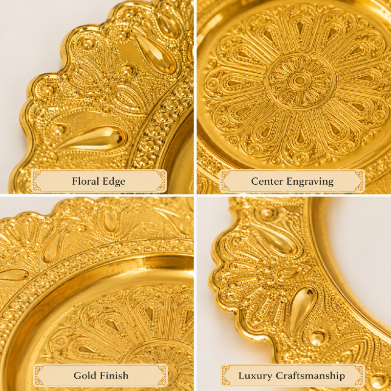 Premium Dinnerware Plate Set – Gold Elegant Design (10cm)