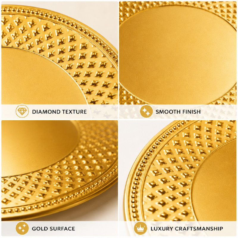 Premium Dinnerware Plate Set – Gold Elegant Design (25x25cm)