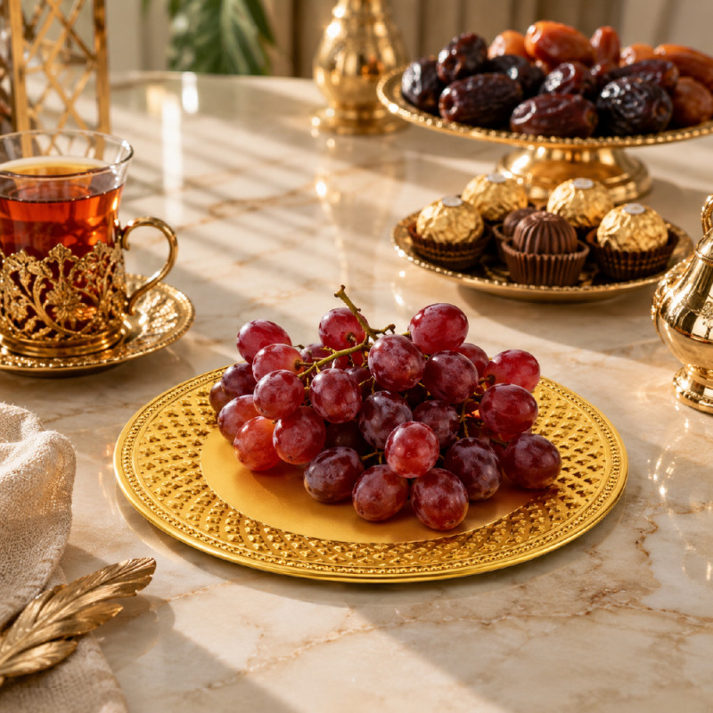 Premium Dinnerware Plate Set – Gold Elegant Design (25x25cm)
