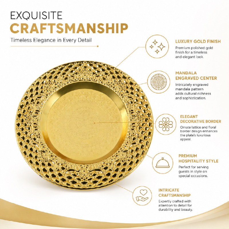 Premium Dinnerware Plate Set – Gold Elegant Design (10cm)